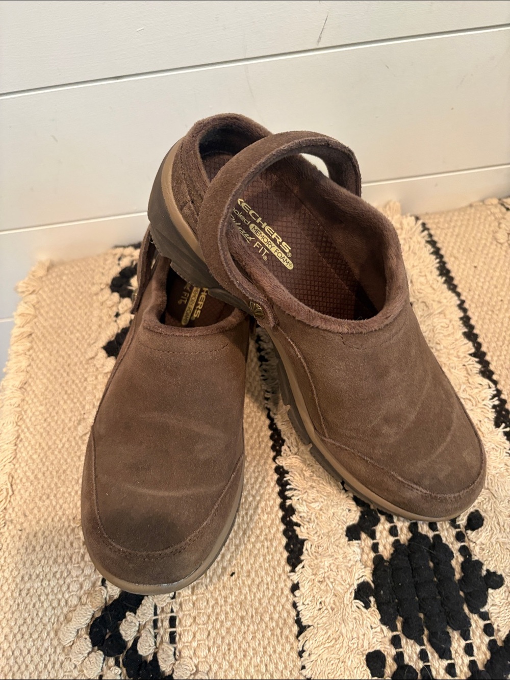 Skechers Men’s Brown Suede Slip-On Clog with Strap